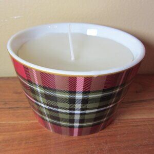 15 oz 222 fifth wexford tartan bowl upcycled beeswax hand poured candle (W5139)